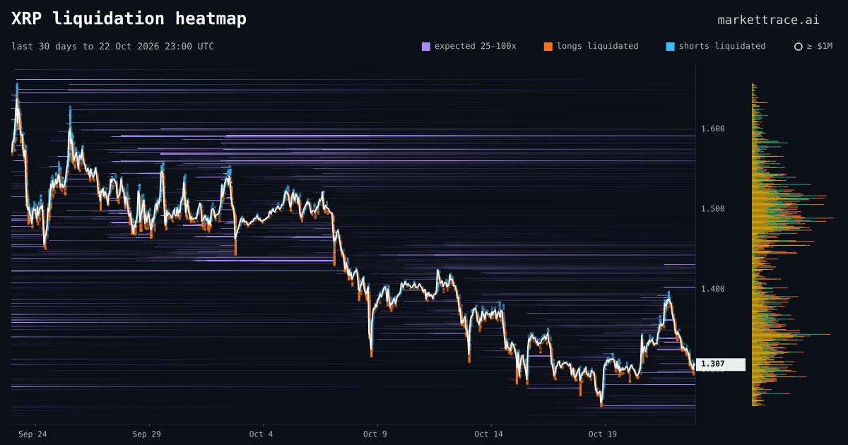 XRP 清算ヒートマップ(直近 30 日間)